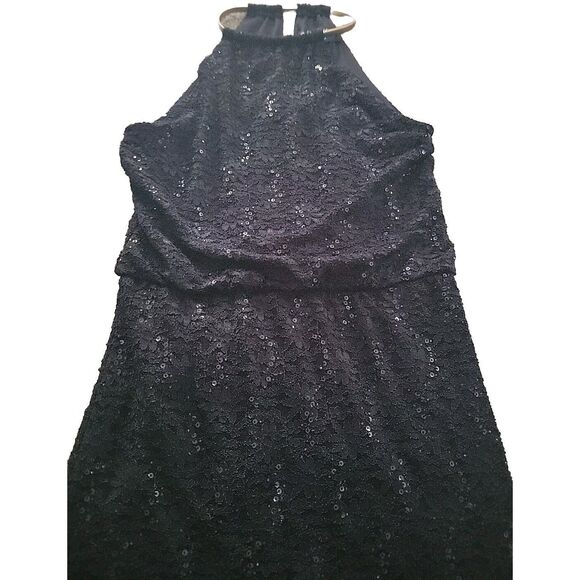 R & M Collection Black Lace Sequin Dress Size 14 - Picture 3 of 7